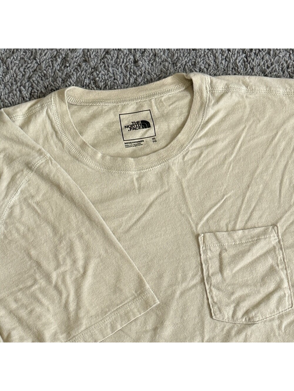 The North Face Pocket T-Shirt Cream Cotton Short Sleeve Men's XL minimalist hike